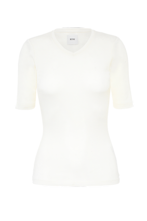 The Tasha V Neck T-Shirt in white — REFINE